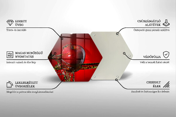 Tabla de cortar de vidrio Fruta de manzana en agua