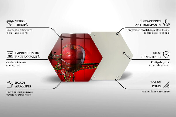 Tabla de cortar de vidrio Fruta de manzana en agua