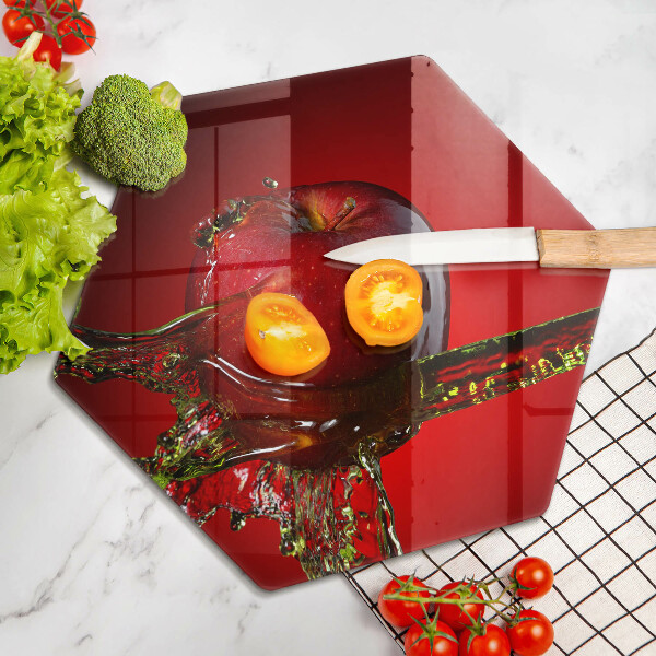 Tabla de cortar de vidrio Fruta de manzana en agua