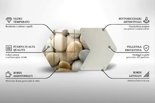 Tabla de cortar de vidrio Patrón de piedras ovaladas