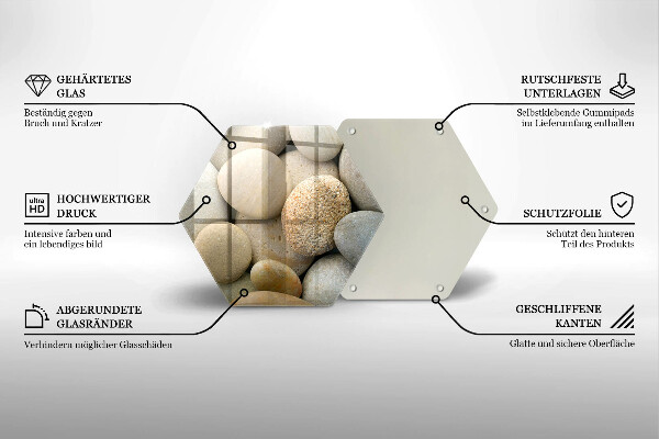 Tabla de cortar de vidrio Patrón de piedras ovaladas