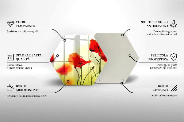 Tabla de cortar de vidrio Flores de amapolas rojas