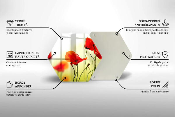 Tabla de cortar de vidrio Flores de amapolas rojas