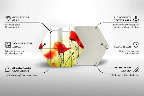Tabla de cortar de vidrio Flores de amapolas rojas
