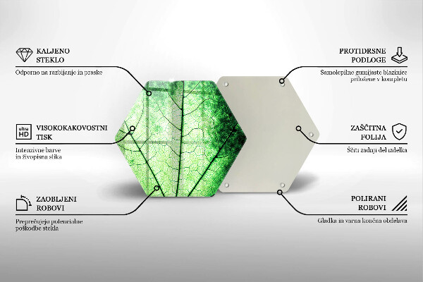 Tabla de cortar de vidrio Hoja de vena decorativa