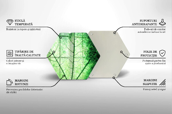 Tabla de cortar de vidrio Hoja de vena decorativa