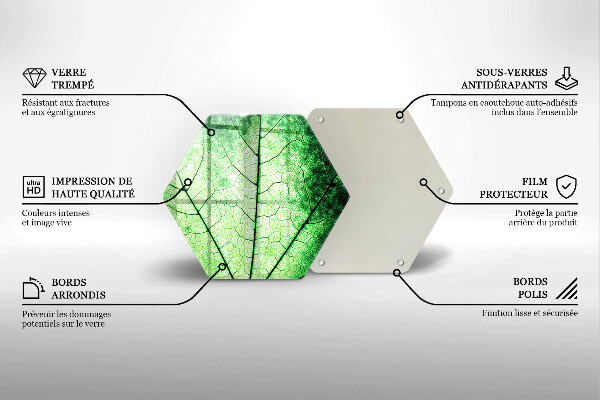 Tabla de cortar de vidrio Hoja de vena decorativa