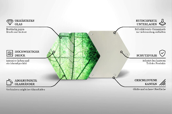 Tabla de cortar de vidrio Hoja de vena decorativa