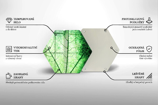 Tabla de cortar de vidrio Hoja de vena decorativa