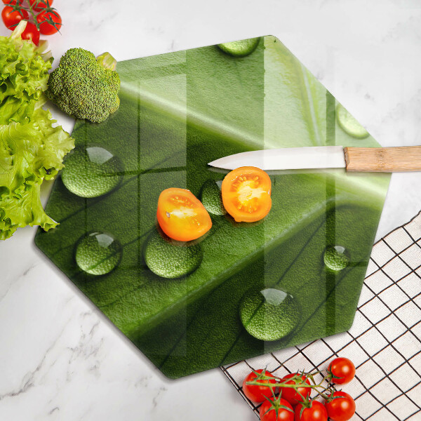 Tabla de cortar de vidrio Hoja y rocío de la naturaleza