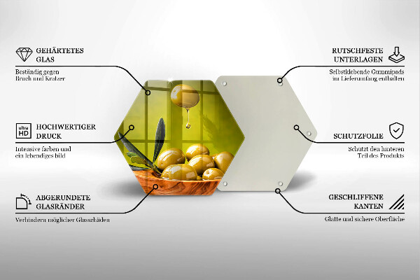 Tabla de cortar de vidrio Aceitunas sabrosas