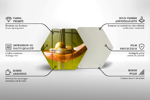 Tabla de cortar de vidrio Aceite de oliva y aceitunas