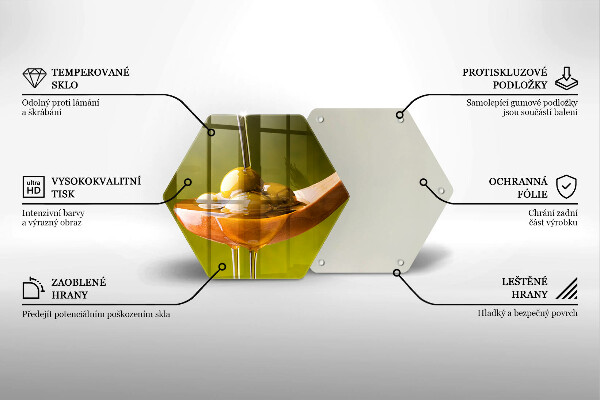 Tabla de cortar de vidrio Aceite de oliva y aceitunas