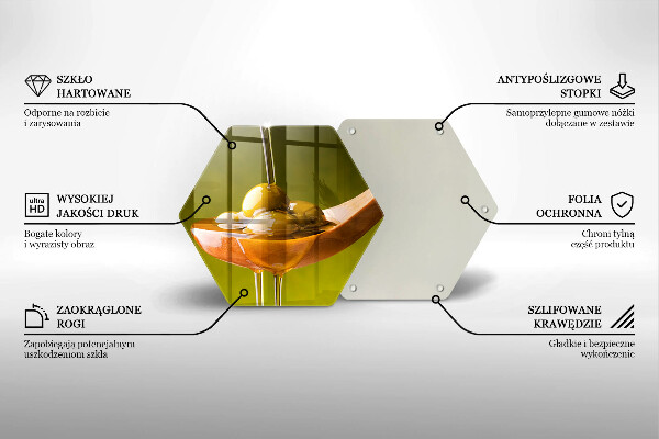 Tabla de cortar de vidrio Aceite de oliva y aceitunas