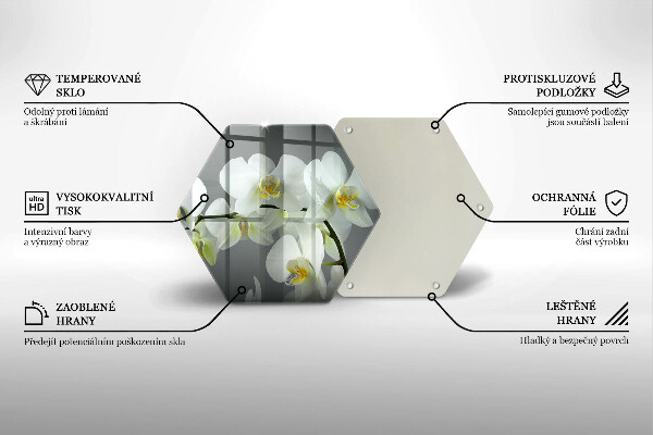 Tabla de cortar de vidrio Flores de orquídeas blancas