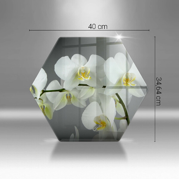 Tabla de cortar de vidrio Flores de orquídeas blancas