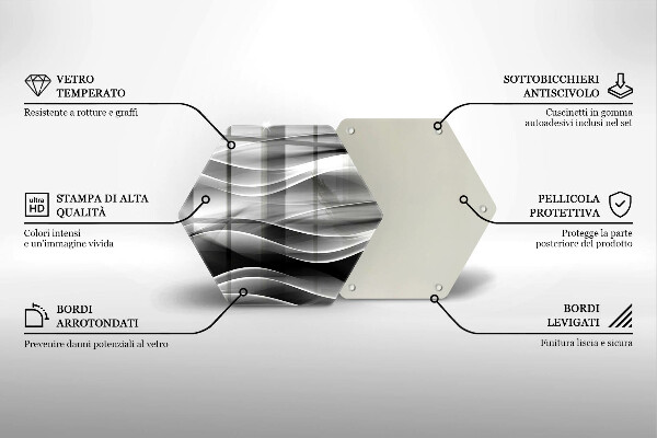 Tabla de cortar de vidrio Líneas abstractas de humo