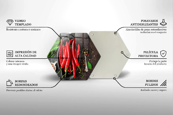 Tabla de cortar de vidrio Chiles rojos