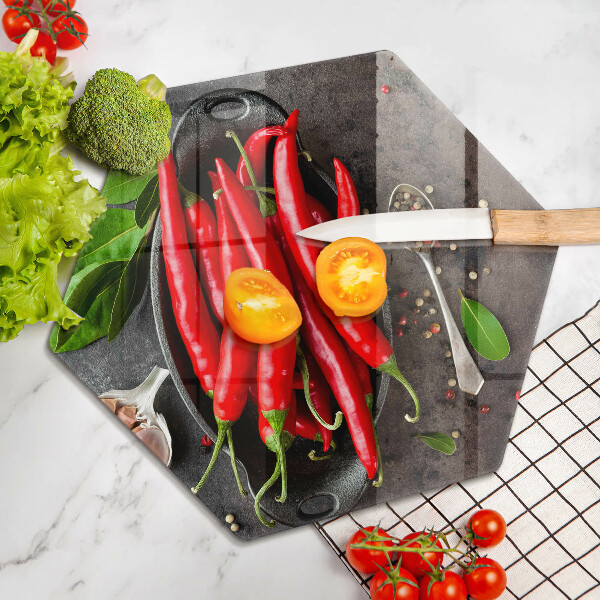 Tabla de cortar de vidrio Chiles rojos