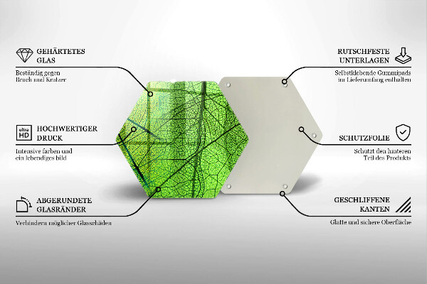 Tabla de cortar de vidrio Venas de las hojas naturales