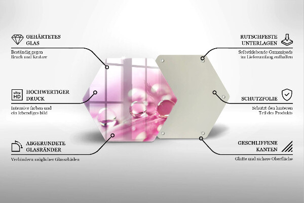 Tabla de cortar de vidrio Pétalos de flores de rocío