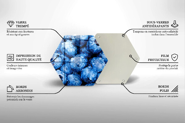 Tabla de cortar de vidrio Arándanos jugosos