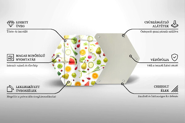 Tabla de cortar de vidrio Patrón de frutas y verduras