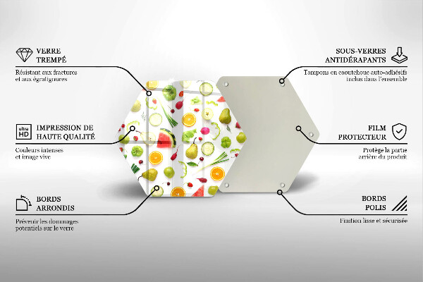Tabla de cortar de vidrio Patrón de frutas y verduras