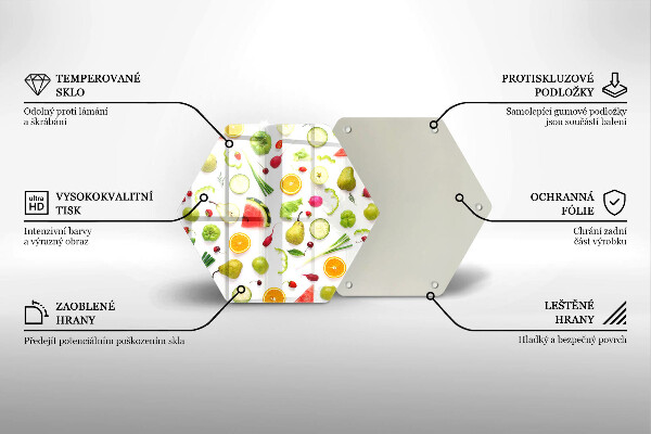 Tabla de cortar de vidrio Patrón de frutas y verduras