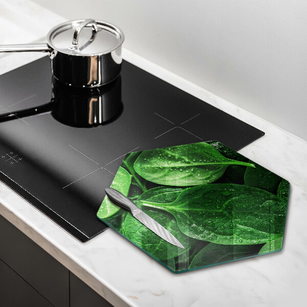 Tabla de cortar de vidrio Hojas de albahaca