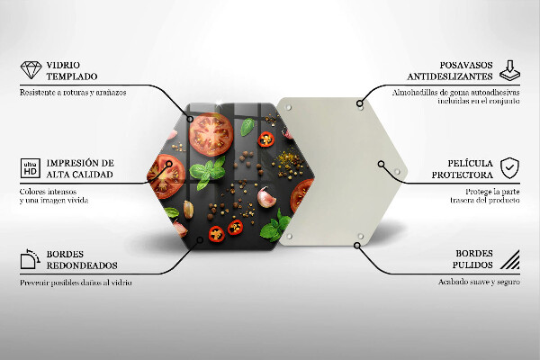 Tabla de cortar de vidrio Tomates y especias