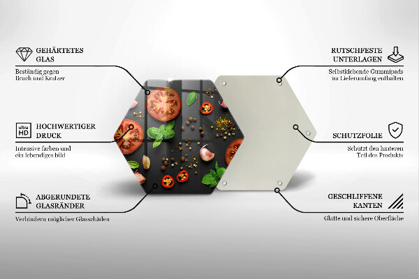 Tabla de cortar de vidrio Tomates y especias