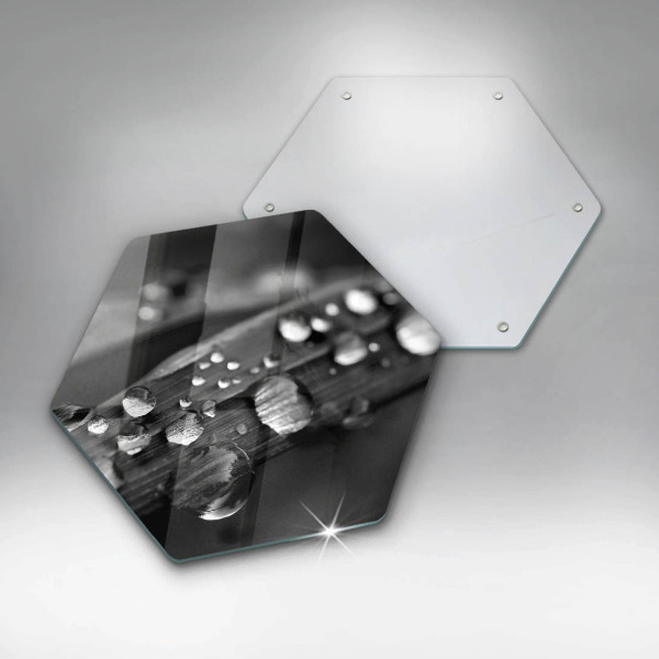 Tabla de cortar de vidrio Gotas de rocío sobre las hojas