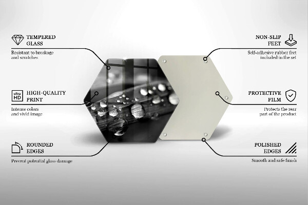 Tabla de cortar de vidrio Gotas de rocío sobre las hojas