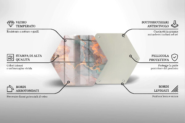 Tabla de cortar de vidrio Mármol con oro