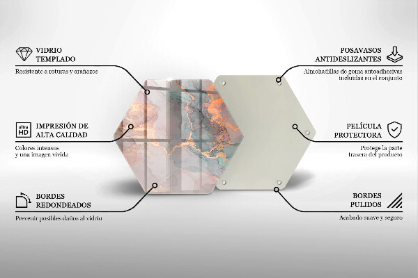 Tabla de cortar de vidrio Mármol con oro