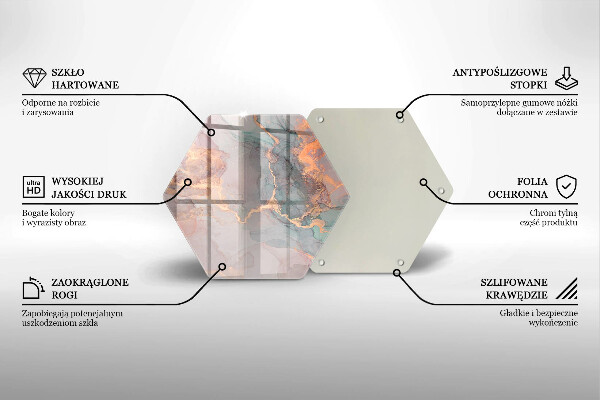 Tabla de cortar de vidrio Mármol con oro