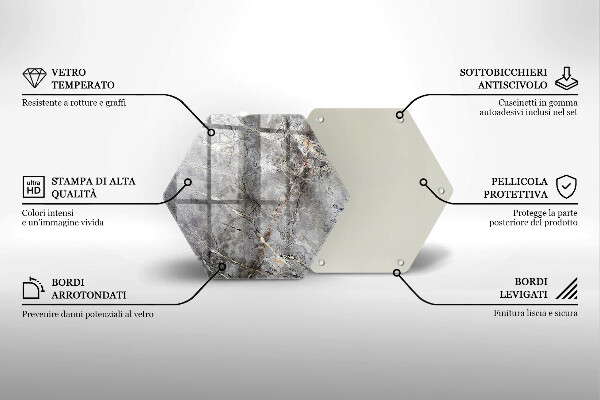 Tabla de cortar de vidrio Textura de piedra