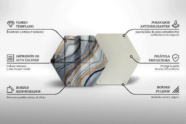 Tabla de cortar de vidrio Roca con oro