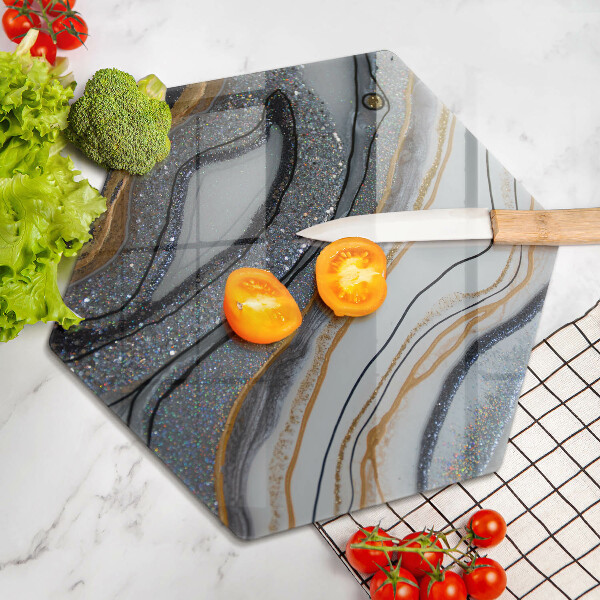 Tabla de cortar de vidrio Roca con oro