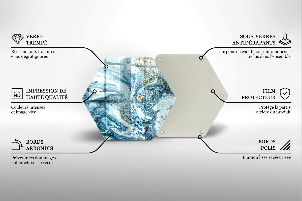 Tabla de cortar de vidrio Estructura con oro