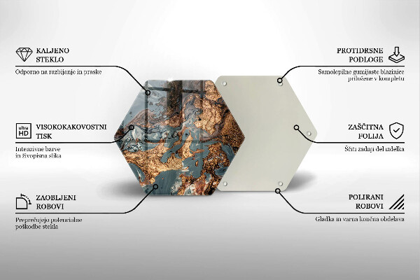 Tabla de cortar de vidrio Estructura de roca dorada