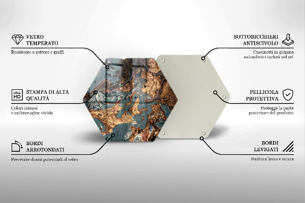 Tabla de cortar de vidrio Estructura de roca dorada