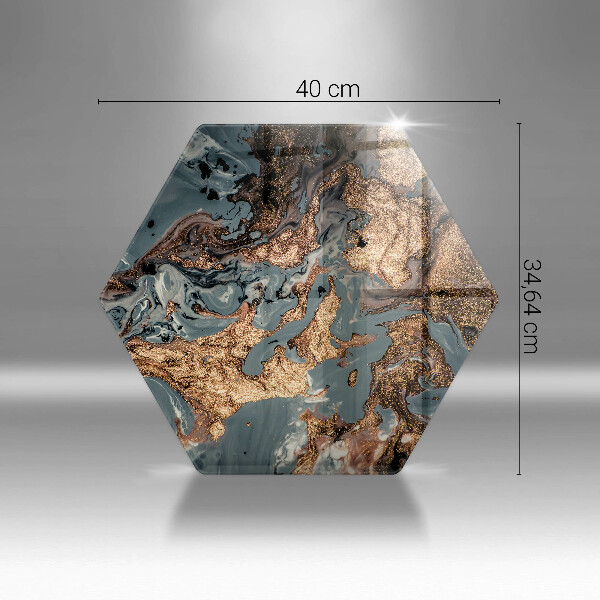 Tabla de cortar de vidrio Estructura de roca dorada