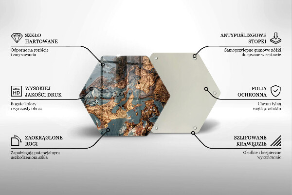 Tabla de cortar de vidrio Estructura de roca dorada