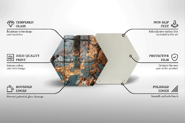 Tabla de cortar de vidrio Estructura de roca dorada