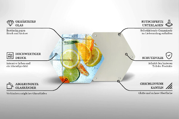 Tabla de cortar de vidrio Agua jugosa de cítricos