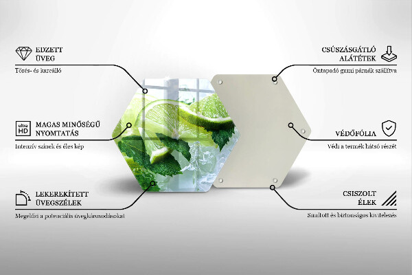 Tabla de cortar de vidrio Lima menta y hielo