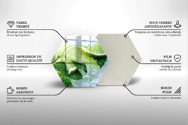 Tabla de cortar de vidrio Lima menta y hielo