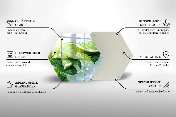 Tabla de cortar de vidrio Lima menta y hielo